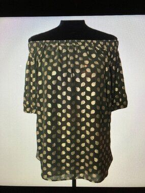 MICHAEL Michael Kors Off-the-Shoulder Blouse with Gold Leaf Print Women Size 3X